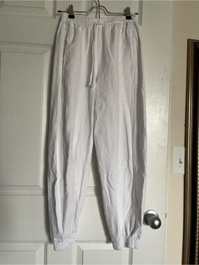 Zara White Drawstring 100% Cotton Joggers